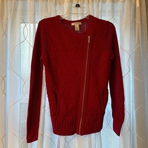 WHBM Red Cross Zip Sweater size M